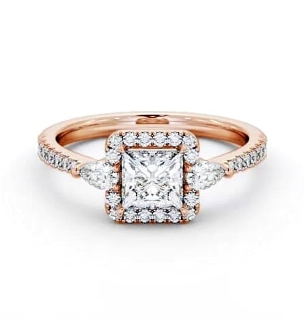 Halo Princess with Pear Diamond Engagement Ring 9K Rose Gold ENPR95_RG_THUMB1