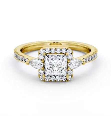 Halo Princess with Pear Diamond Engagement Ring 9K Yellow Gold ENPR95_YG_THUMB1