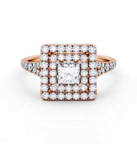 Double Halo Princess Diamond Engagement Ring 18K Rose Gold ENPR97_RG_THUMB2 