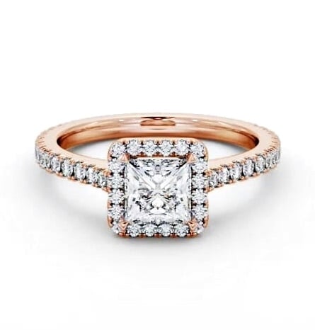 Halo Princess Ring with Diamond Set Supports 18K Rose Gold ENPR98_RG_THUMB1