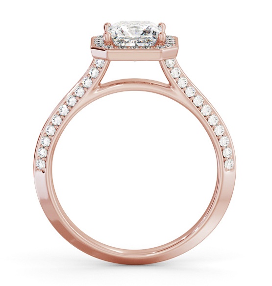 Halo Princess Diamond with Knife Edge Band Ring 9K Rose Gold ENPR99_RG_THUMB1 