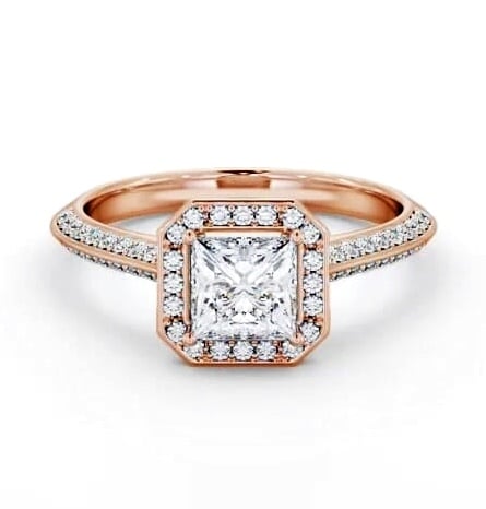 Halo Princess Diamond with Knife Edge Band Ring 9K Rose Gold ENPR99_RG_THUMB1