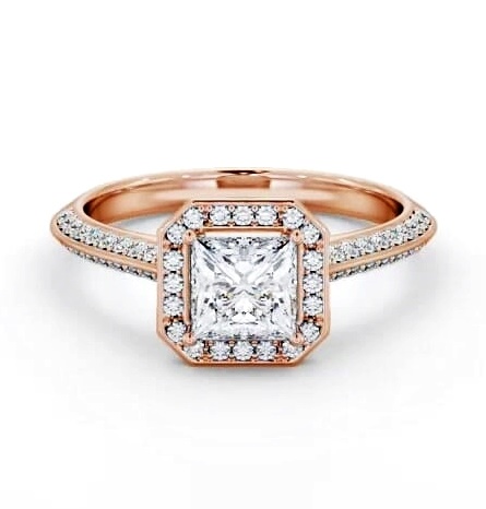 Halo Princess Diamond with Knife Edge Band Ring 18K Rose Gold ENPR99_RG_THUMB2 