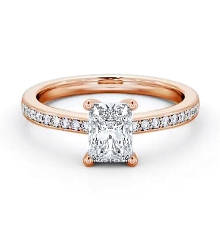 Radiant Diamond 4 Prong Engagement Ring 18K Rose Gold Solitaire ENRA16S_RG_THUMB1