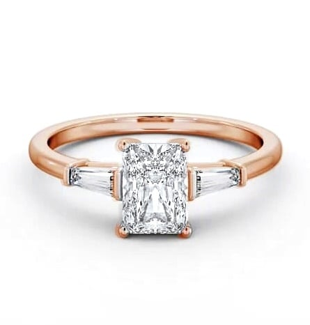 Radiant Ring 18K Rose Gold Solitaire with Tapered Baguette Side Stones ENRA24S_RG_THUMB2 