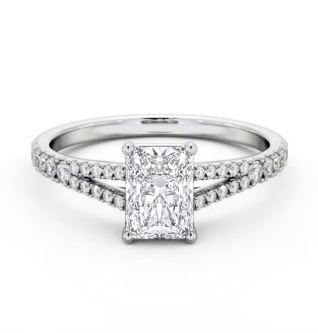 Radiant Diamond Split Band Engagement Ring Platinum Solitaire ENRA25S_WG_THUMB1