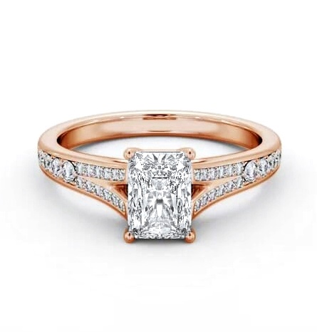 Radiant Diamond Split Channel Engagement Ring 18K Rose Gold Solitaire ENRA26S_RG_THUMB1