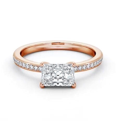 Radiant Diamond East To West Engagement Ring 9K Rose Gold Solitaire ENRA27S_RG_THUMB1