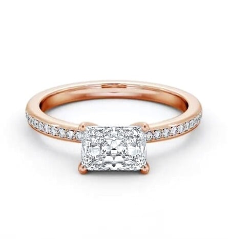 Radiant Diamond East To West Engagement Ring 18K Rose Gold Solitaire ENRA27S_RG_THUMB2 