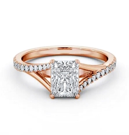 Radiant Ring 9K Rose Gold Solitaire with Offset Side Stones ENRA32S_RG_THUMB1