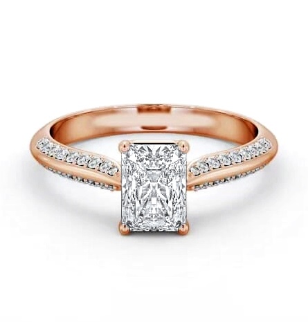 Radiant Diamond Knife Edge Band Ring 18K Rose Gold Solitaire ENRA35S_RG_THUMB1