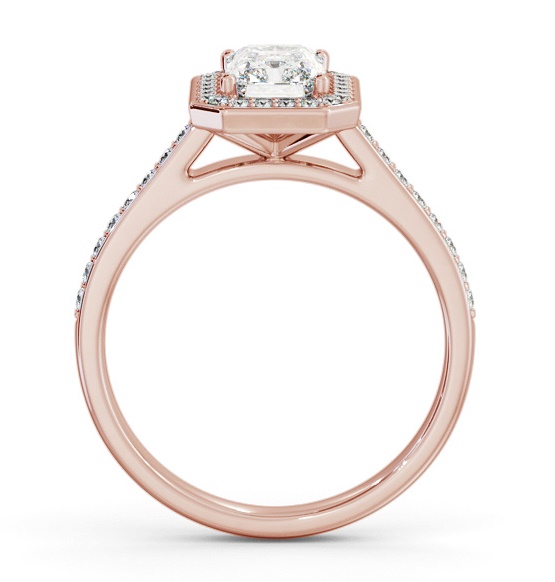 Radiant Diamond with A Channel Set Halo Engagement Ring 18K Rose Gold ENRA44_RG_THUMB1 