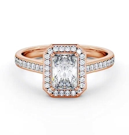 Radiant Diamond with A Channel Set Halo Engagement Ring 9K Rose Gold ENRA44_RG_THUMB2 