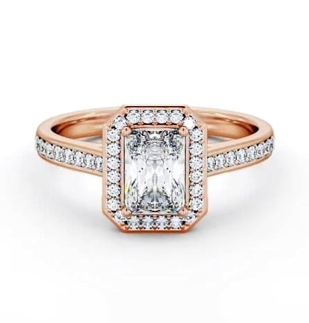 Radiant Diamond with A Channel Set Halo Engagement Ring 9K Rose Gold ENRA44_RG_THUMB1