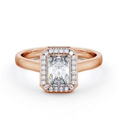 Radiant Diamond with A Channel Set Halo Engagement Ring 18K Rose Gold ENRA45_RG_THUMB2 