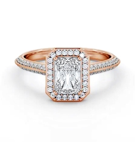 Halo Radiant Diamond with Knife Edge Band Ring 18K Rose Gold ENRA47_RG_THUMB1