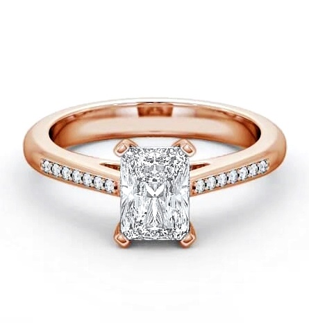 Radiant Diamond 4 Prong Engagement Ring 18K Rose Gold Solitaire ENRA4S_RG_THUMB1