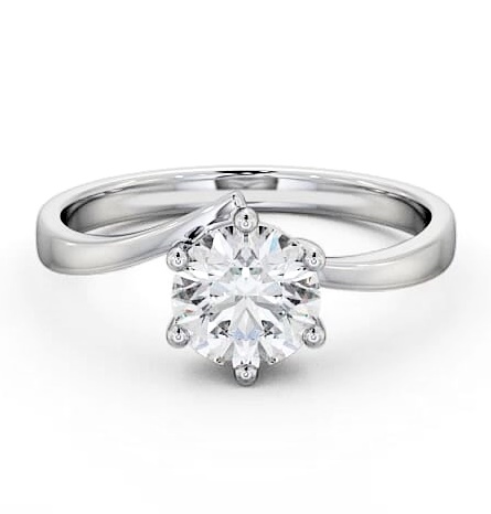 Round Diamond Low Setting Engagement Ring 18K White Gold Solitaire ENRD108_WG_THUMB2 