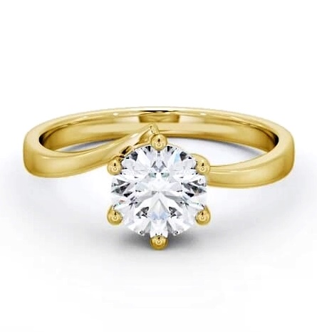 Round Diamond Low Setting Engagement Ring 18K Yellow Gold Solitaire ENRD108_YG_THUMB2 