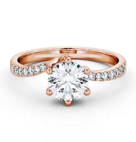 Round Diamond Low Setting Engagement Ring 9K Rose Gold Solitaire ENRD108S_RG_THUMB2 