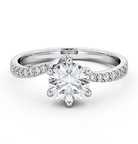 Round Diamond Low Setting Engagement Ring Palladium Solitaire ENRD108S_WG_THUMB2 