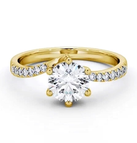 Round Diamond Low Setting Engagement Ring 18K Yellow Gold Solitaire ENRD108S_YG_THUMB2 