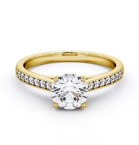 Round Diamond Charming Design Engagement Ring 9K Yellow Gold Solitaire ENRD109S_YG_THUMB2 