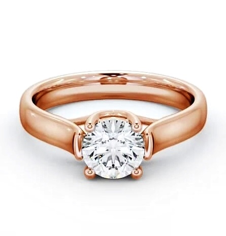 Round Diamond Wide Band Engagement Ring 18K Rose Gold Solitaire ENRD10_RG_THUMB2 