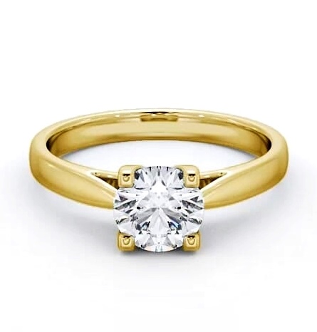 Round Diamond Square Prongs Engagement Ring 9K Yellow Gold Solitaire ENRD110_YG_THUMB2 