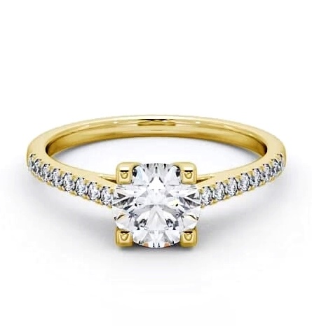 Round Diamond with Squared Prongs Ring 9K Yellow Gold Solitaire ENRD110S_YG_THUMB2 