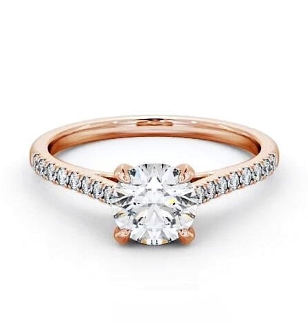 Round Diamond Classic Style Engagement Ring 18K Rose Gold Solitaire ENRD113S_RG_THUMB2 