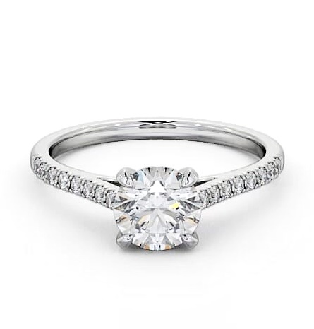 Round Diamond Classic Style Engagement Ring 18K White Gold Solitaire ENRD113S_WG_THUMB2 