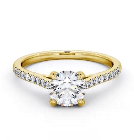 Round Diamond Classic Style Engagement Ring 18K Yellow Gold Solitaire ENRD113S_YG_THUMB2 