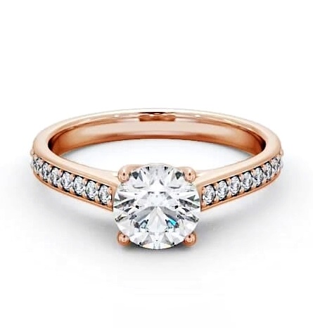 Round Diamond Trellis Design Engagement Ring 18K Rose Gold Solitaire ENRD114S_RG_THUMB2 