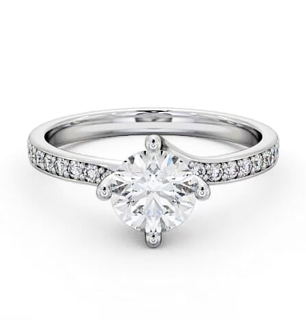 Round Diamond Sweeping Prongs Engagement Ring 18K White Gold Solitaire ENRD119_WG_THUMB2 