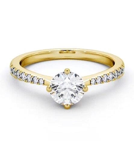 Round Diamond Rotated Head Engagement Ring 18K Yellow Gold Solitaire ENRD128S_YG_THUMB2 