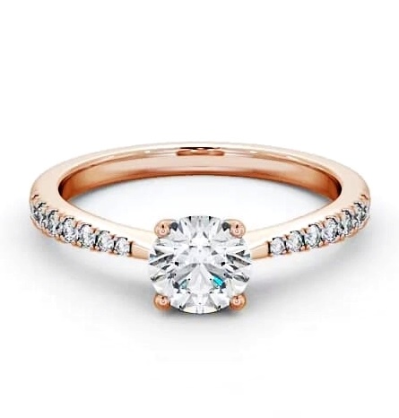 Round Diamond Tapered Band Engagement Ring 9K Rose Gold Solitaire ENRD129S_RG_THUMB2 