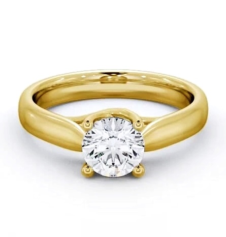 Round Diamond Wide Band Engagement Ring 18K Yellow Gold Solitaire ENRD12_YG_THUMB2 