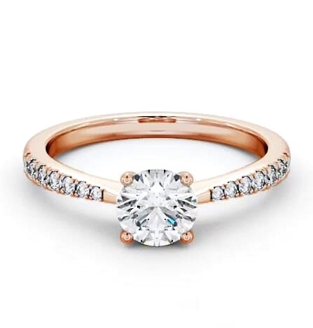 Round Diamond Tapered Band Engagement Ring 9K Rose Gold Solitaire ENRD130S_RG_THUMB1
