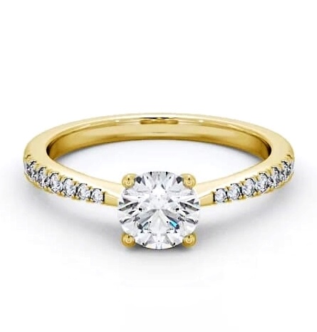 Round Diamond Tapered Band Engagement Ring 9K Yellow Gold Solitaire ENRD130S_YG_THUMB1