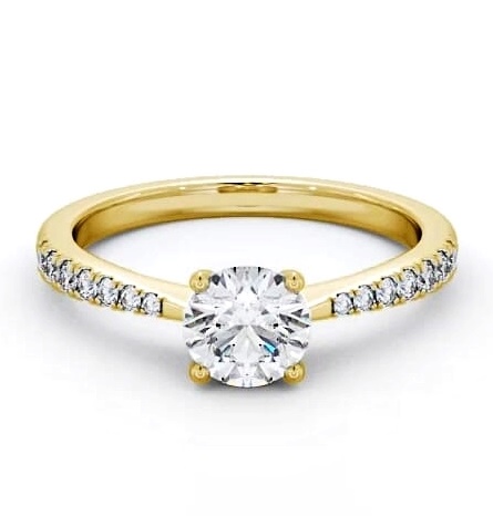 Round Diamond Tapered Band Engagement Ring 18K Yellow Gold Solitaire ENRD130S_YG_THUMB2 