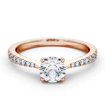 Round Diamond Tapered Band Engagement Ring 9K Rose Gold Solitaire ENRD134S_RG_THUMB2 