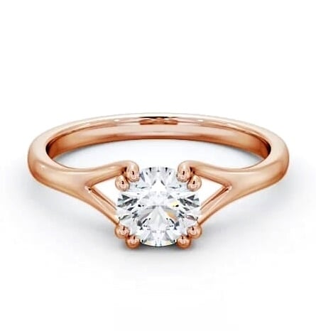 Round Diamond Split Band Engagement Ring 18K Rose Gold Solitaire ENRD135_RG_THUMB1