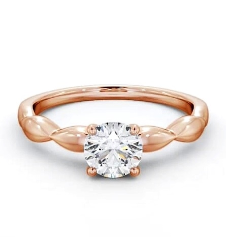 Round Diamond Rippled Band Engagement Ring 9K Rose Gold Solitaire ENRD136_RG_THUMB1