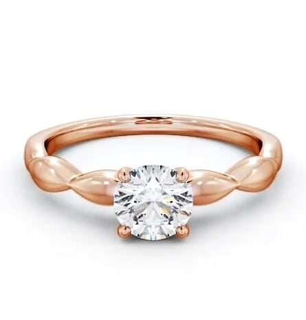 Round Diamond Rippled Band Engagement Ring 18K Rose Gold Solitaire ENRD136_RG_THUMB2 