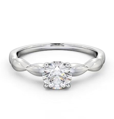 Round Diamond Rippled Band Engagement Ring 18K White Gold Solitaire ENRD136_WG_THUMB2 