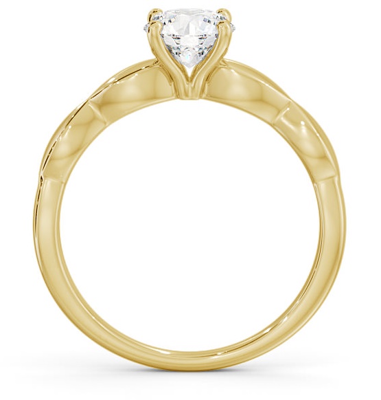 Round Diamond Rippled Band Engagement Ring 18K Yellow Gold Solitaire ENRD136_YG_THUMB1 