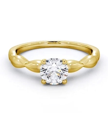 Round Diamond Rippled Band Engagement Ring 9K Yellow Gold Solitaire ENRD136_YG_THUMB2 