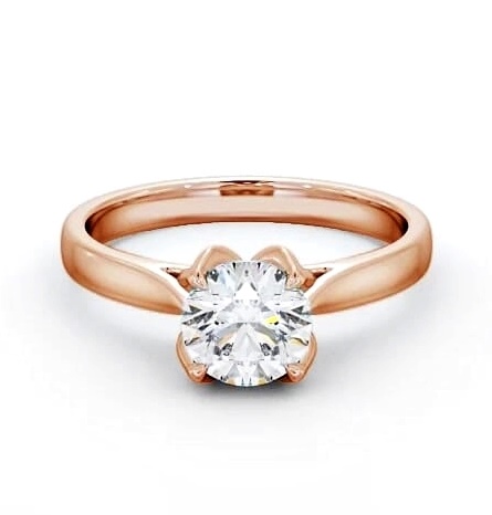 Round Diamond with leaf Shaped Prongs Ring 18K Rose Gold Solitaire ENRD138_RG_THUMB2 