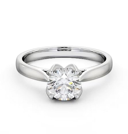 Round Diamond with leaf Shaped Prongs Ring Platinum Solitaire ENRD138_WG_THUMB2 